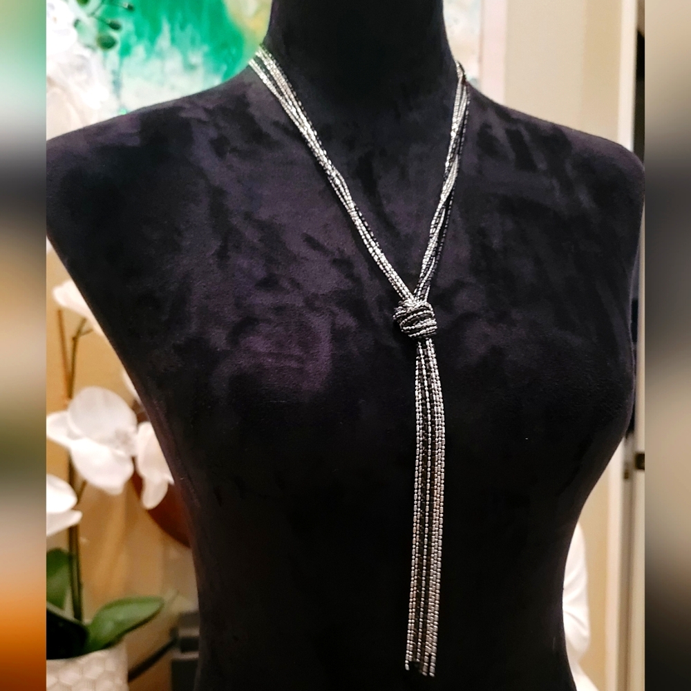 Sparkly Tassel Tie Necklace - Effortless Glam -Gorgeous Necklace